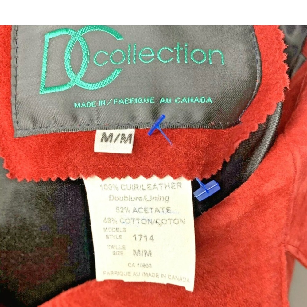 DC Collection Medium Suede Red Button Down Jacket - Picture 9 of 12